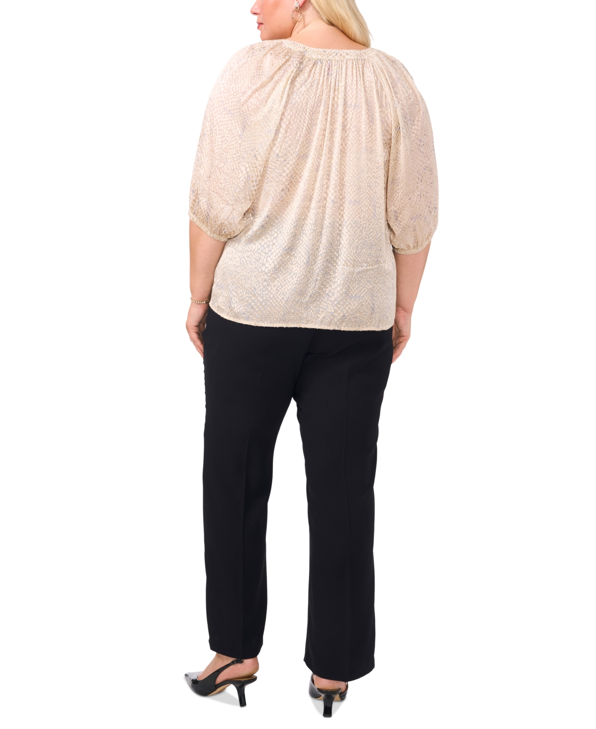 VINCE CAMUTO PLUS SIZE PRINTED SPLIT-NECK BUTTON-FRONT BLOUSE, CREATED FOR MACY'S 