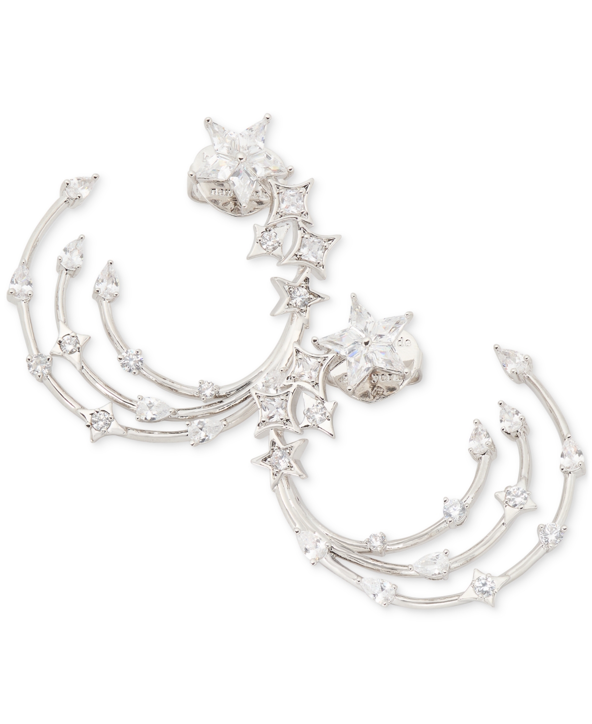 kate spade new york Silver-Tone Cosmos Bypass Medium Hoop Earrings, 1.4