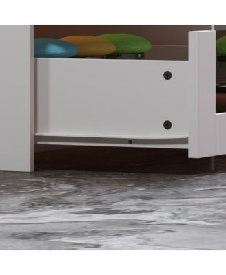 White 8-Drawers Bedroom Dresser with Glass Top and Glass Drawers