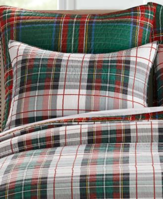 Spencer Green Plaid Quilted 2-Pc. Sham Set, Standard