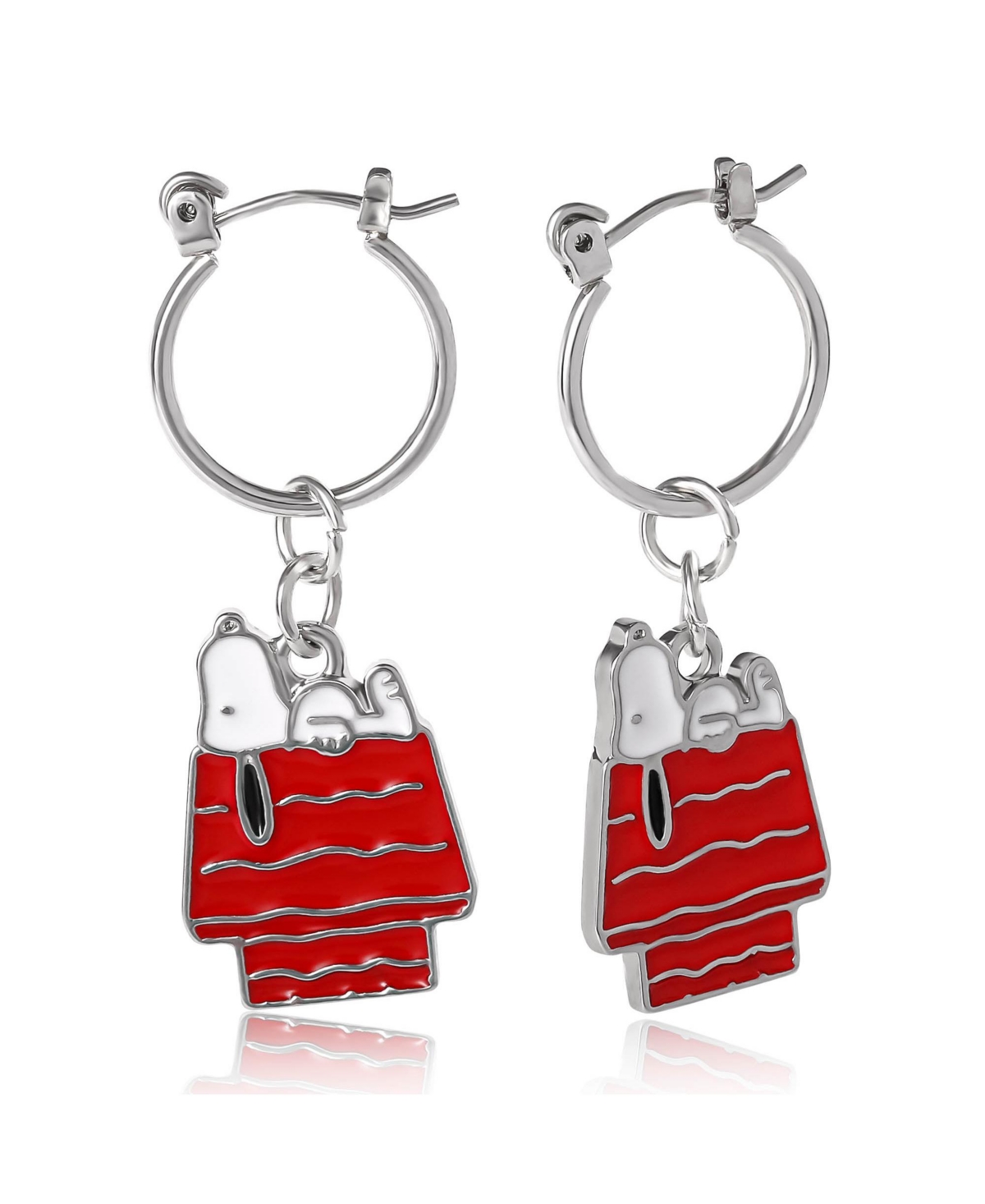 Peanuts Snoopy Enamel 6 Piece Earring Set, Studs and Hoops - white, yellow