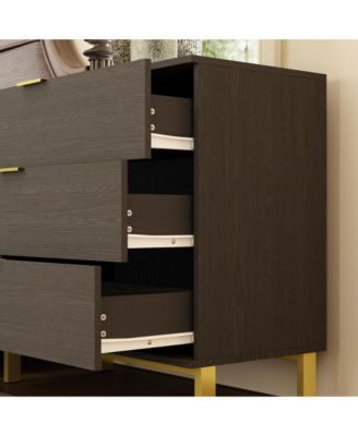 3-Drawers Black Wood Chest of Drawers Dresser