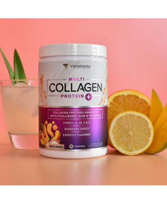 Multi Collagen Protein Plus, Peach Mango, Vitauthority, 285gm