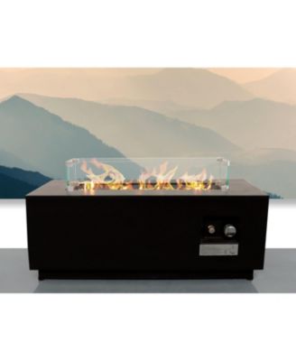 16" H x 42" W Steel Outdoor Fire Pit Table with Lid