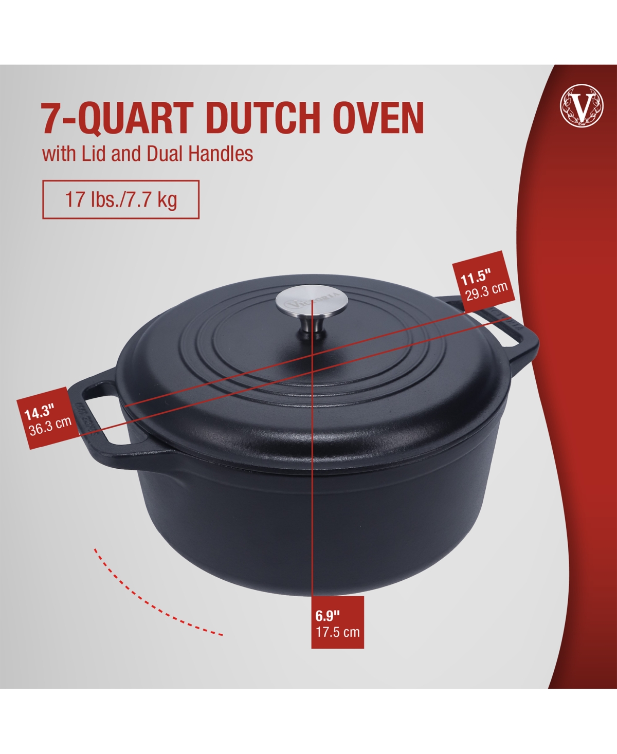 Victoria 7Qt Dutch Oven - Seasoned