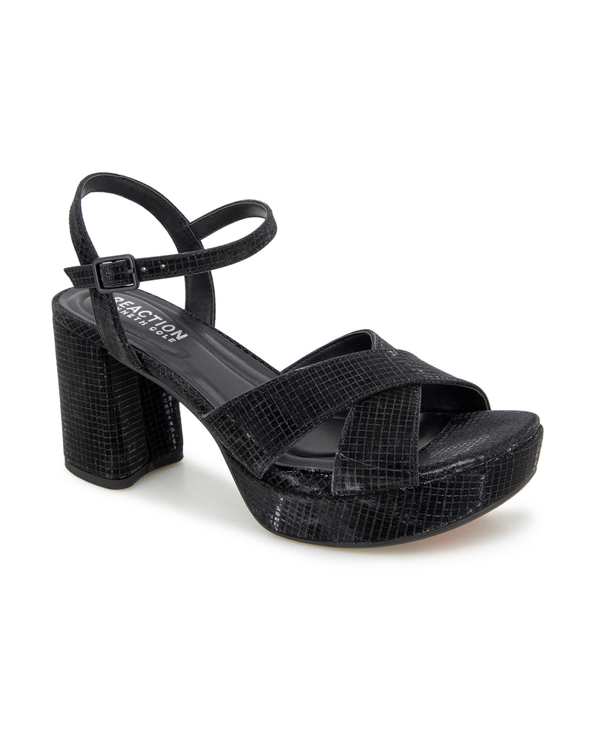 Kenneth Cole Reaction Women's Reeva Platform Sandals In Black Grid Metallic