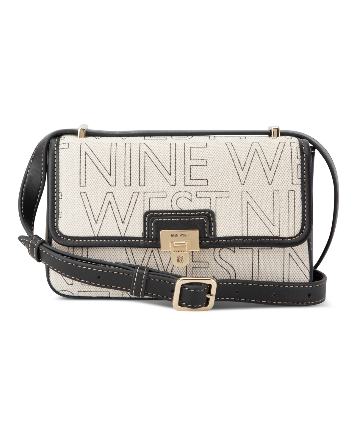 Nine West Peyton Convertible Crossbody Flap In Natural Black