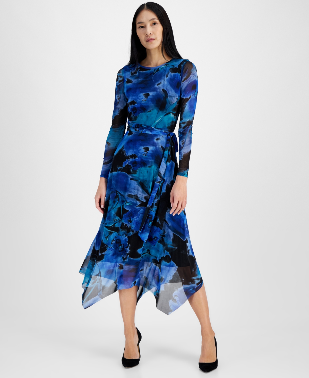 Anne Klein Women's Printed Handkerchief-Hem Dress