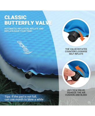 2 Person Self Inflating Double Air Camping Sleeping Pad, Blue/Charcoal