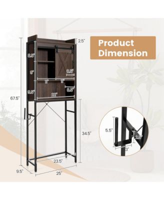 Over The Toilet Storage Cabinet Rack Bathroom w/ Slipping Barn Door & Adjustable Shelf Espresso