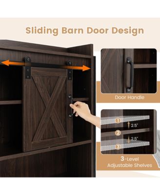 Over The Toilet Storage Cabinet Rack Bathroom w/ Slipping Barn Door & Adjustable Shelf Espresso