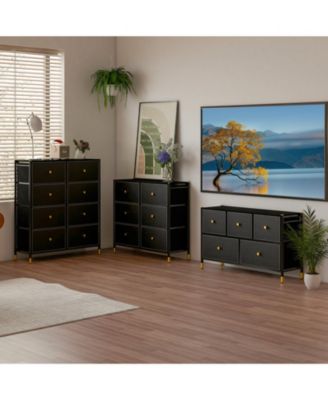 8-Drawer Fabric Dresser Tower Wide Chest of Drawers Storage Organizer