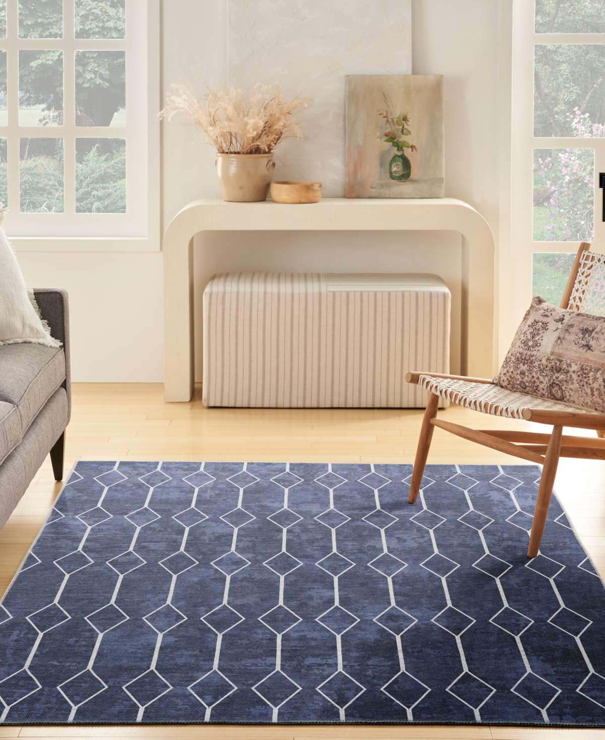 Nicole Curtis Machine Washable Series 1 Sr107 7'10''x9'10'' Area Rug In Navy