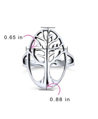 Large Open Oval Family Wishing Tree of Life Ring 925 Sterling Silver