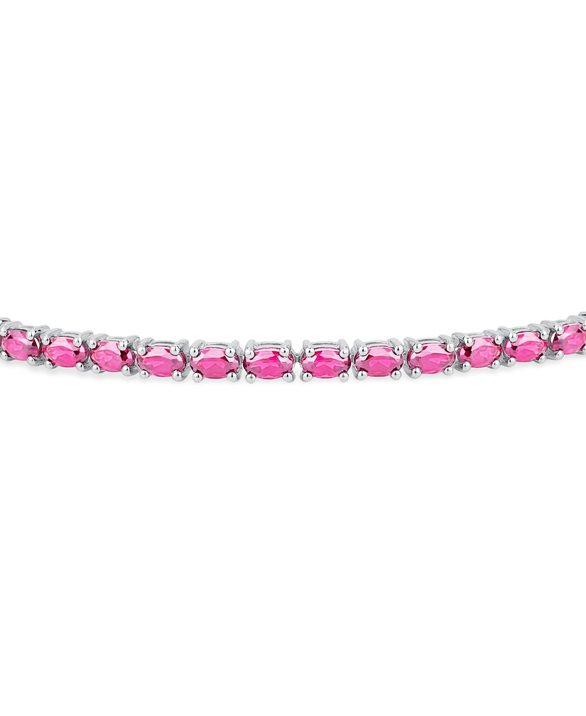 Bling Jewelry Simple Strand SyntheticTopaz Tennis Bracelet For Women .925 Sterling Silver Inch - Pink