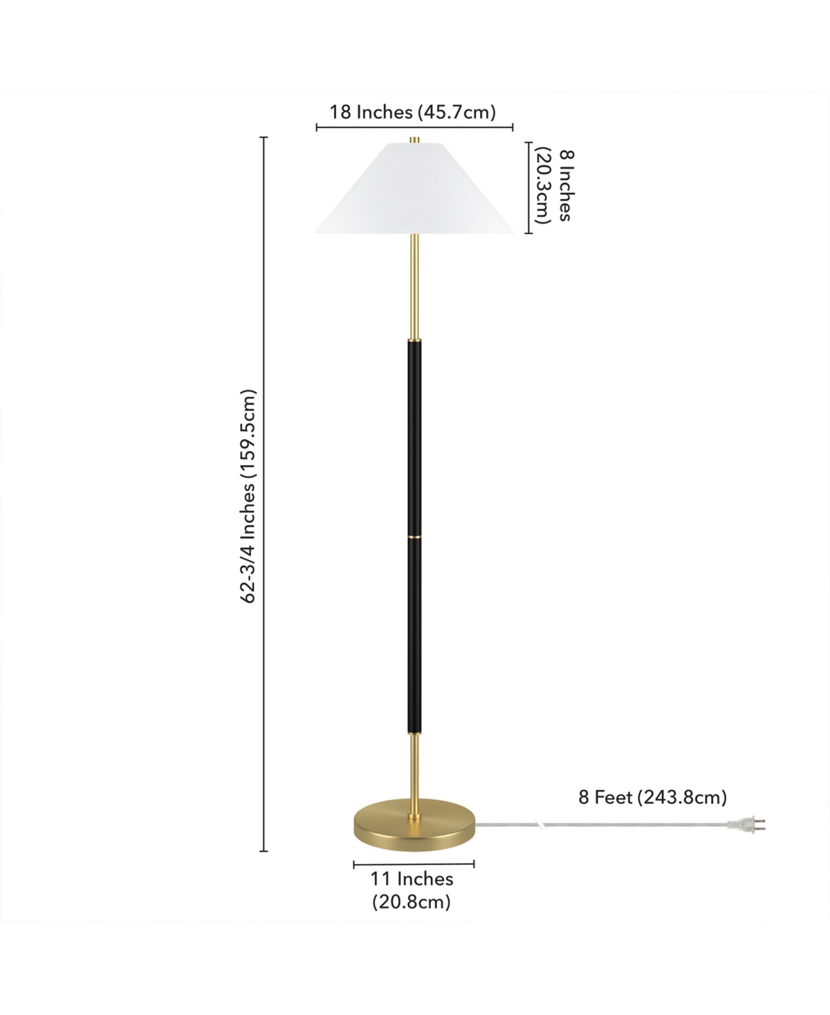 Hudson & Canal 18" Metal Simona 2-light Floor Lamp In Matte Black,brass
