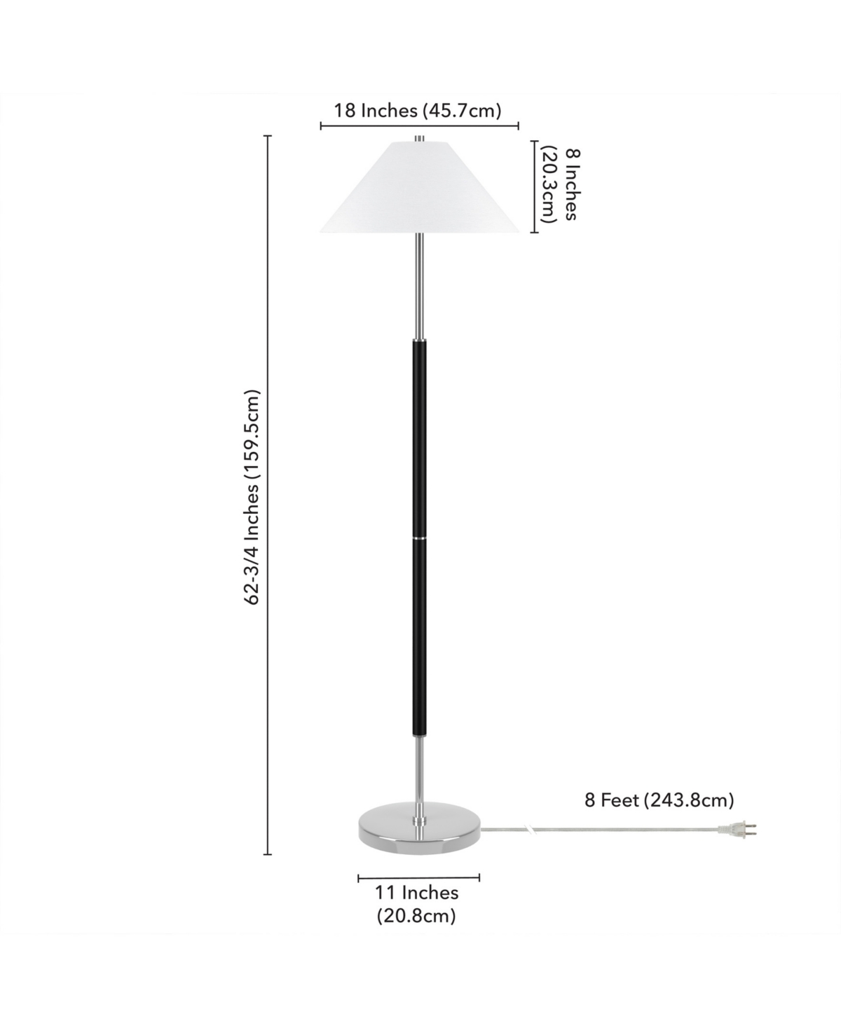 Hudson & Canal 18" Metal Simona 2-light Floor Lamp In Matte Black,polished Nickel