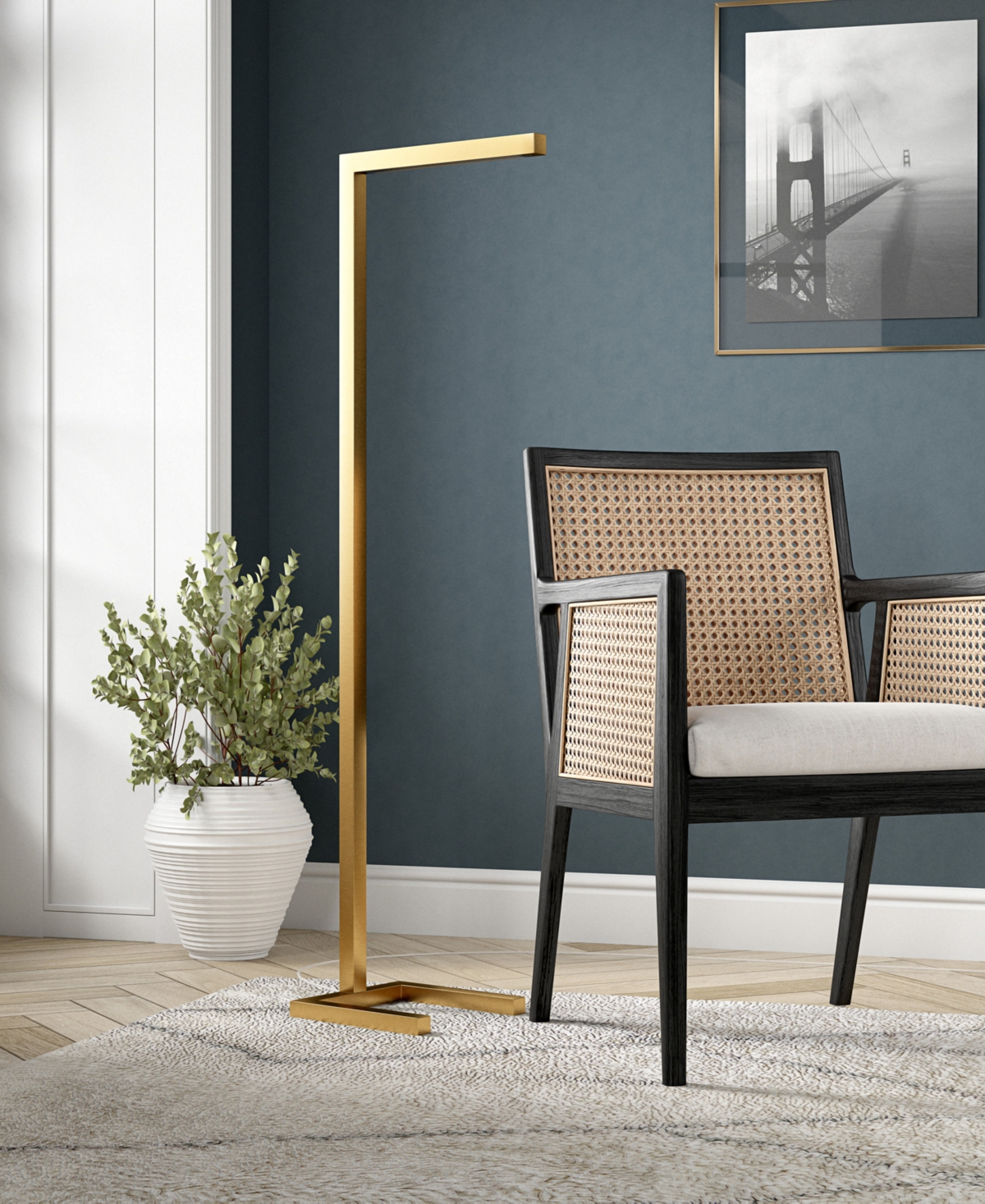Hudson & Canal 52" Metal Malin Tall Integrated Led Floor Lamp In Brass