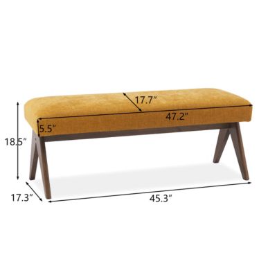 Breakfast Nook Bench Cushioned Dining Bench with V-Shaped Legs