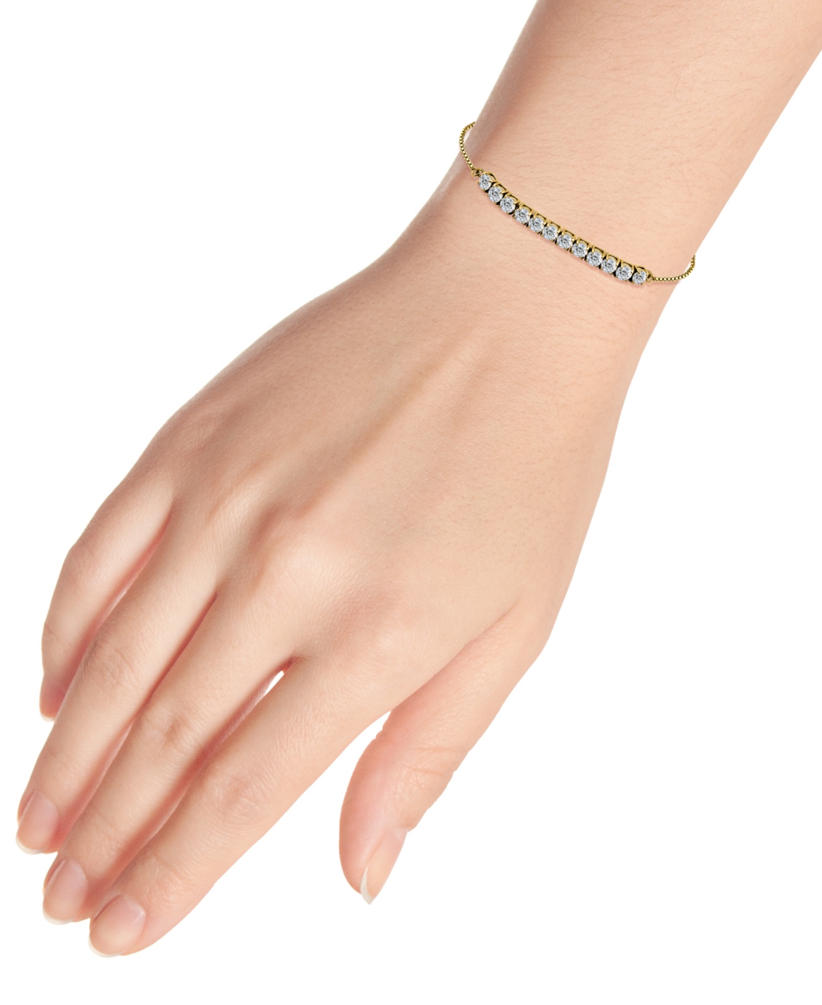 Giani Bernini Cubic Zirconia Curved Bar Bolo Bracelet, Created For Macy's In Gold