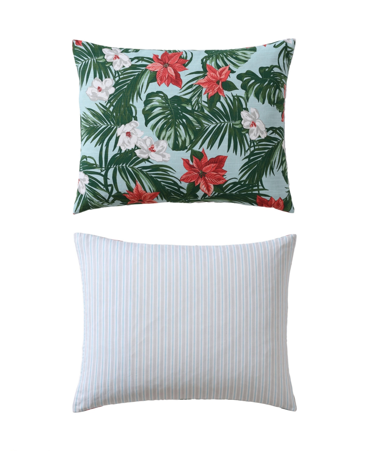 Tommy Bahama Home Festive Palms Reversible 3-pc. Comforter Set, Full/queen In Mid Blue,red,white