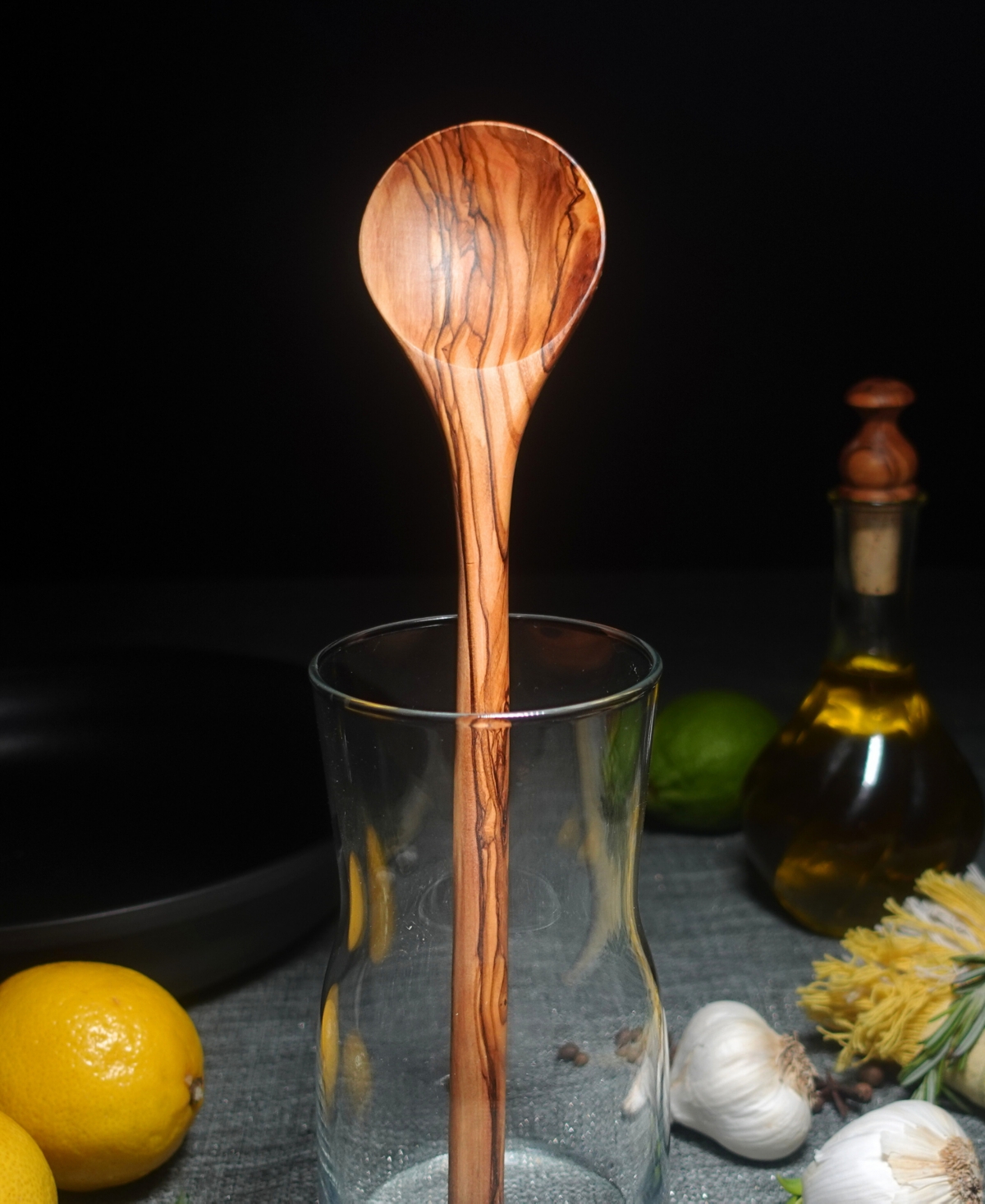 BeldiNest Olive Wood Round Cooking Spoon