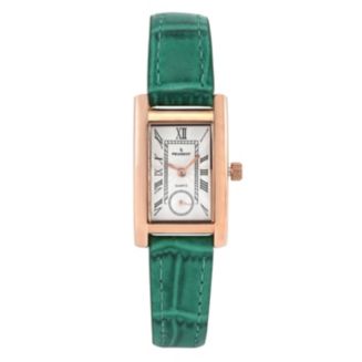 Peugeot Women's Contour Tank Shape Case Green Watch with Roman