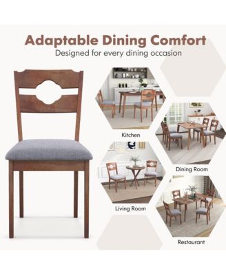 Set of 4 Dining Chair w/ Padded Seat High Back Rubber Wood Frame Kitchen Chairs