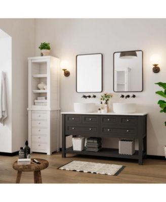 Bathroom Mirror, Black Wall Mirror, 24x36 Rectangle Mirror for Wal, Black Mirror for Bathroom, Environmentally Friendly Resin Mirror, Anti-Rust, Hangs Horizontally or Vertically