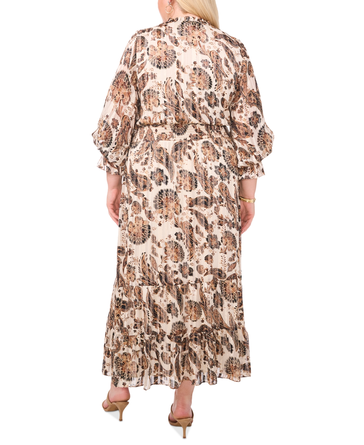 VINCE CAMUTO PLUS SIZE PRINTED PLEATED MAXI DRESS, CREATED FOR MACY'S 