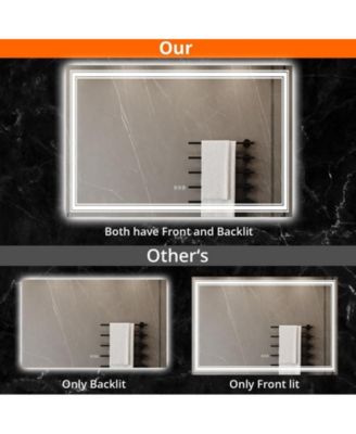 55x30 Anti-Fog LED Bathroom Mirror with Dual Light Source, Dimmable Brightness, 3 Color Temperatures, Memory Function, Tempered Glass, Easy Installation, Modern Vanity Design