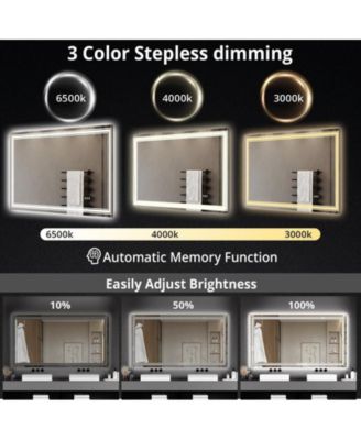 55x30 Anti-Fog LED Bathroom Mirror with Dual Light Source, Dimmable Brightness, 3 Color Temperatures, Memory Function, Tempered Glass, Easy Installation, Modern Vanity Design