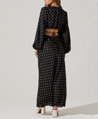 ASTR the Label Women's Quinn Polka-Dot Cutout Maxi Dress - Macy's