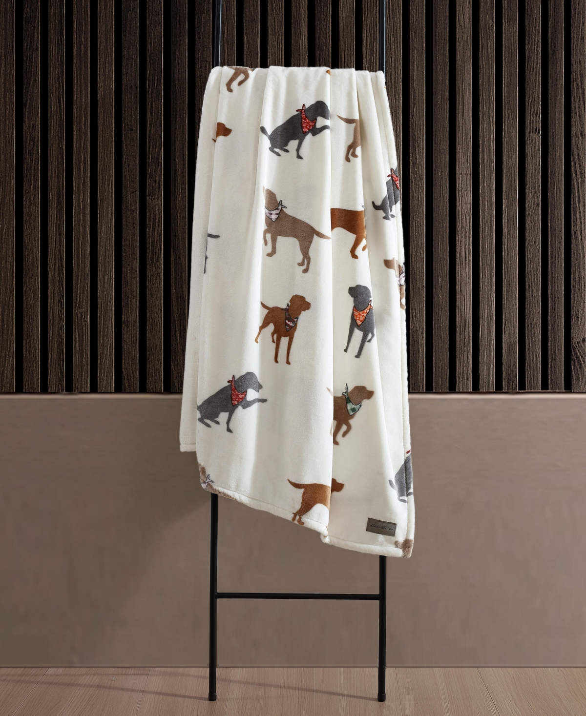 Eddie Bauer Dogs With Scarves Ultra Soft Plush Fleece Blanket, King In White,grey,beige