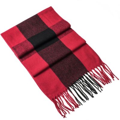 Men's Scarf Soft Knit Winter Scarves Plaid Striped or Solid Neck Covering Long Warm Stylish