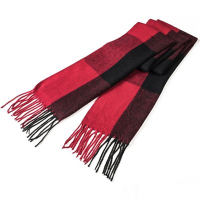 Men's Scarf Soft Knit Winter Scarves Plaid Striped or Solid Neck Covering Long Warm Stylish