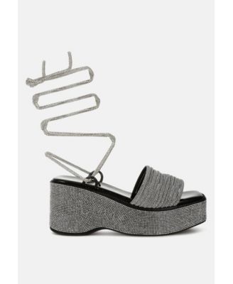 Swifties Rhinestone Embellished Lace-Up Sandals