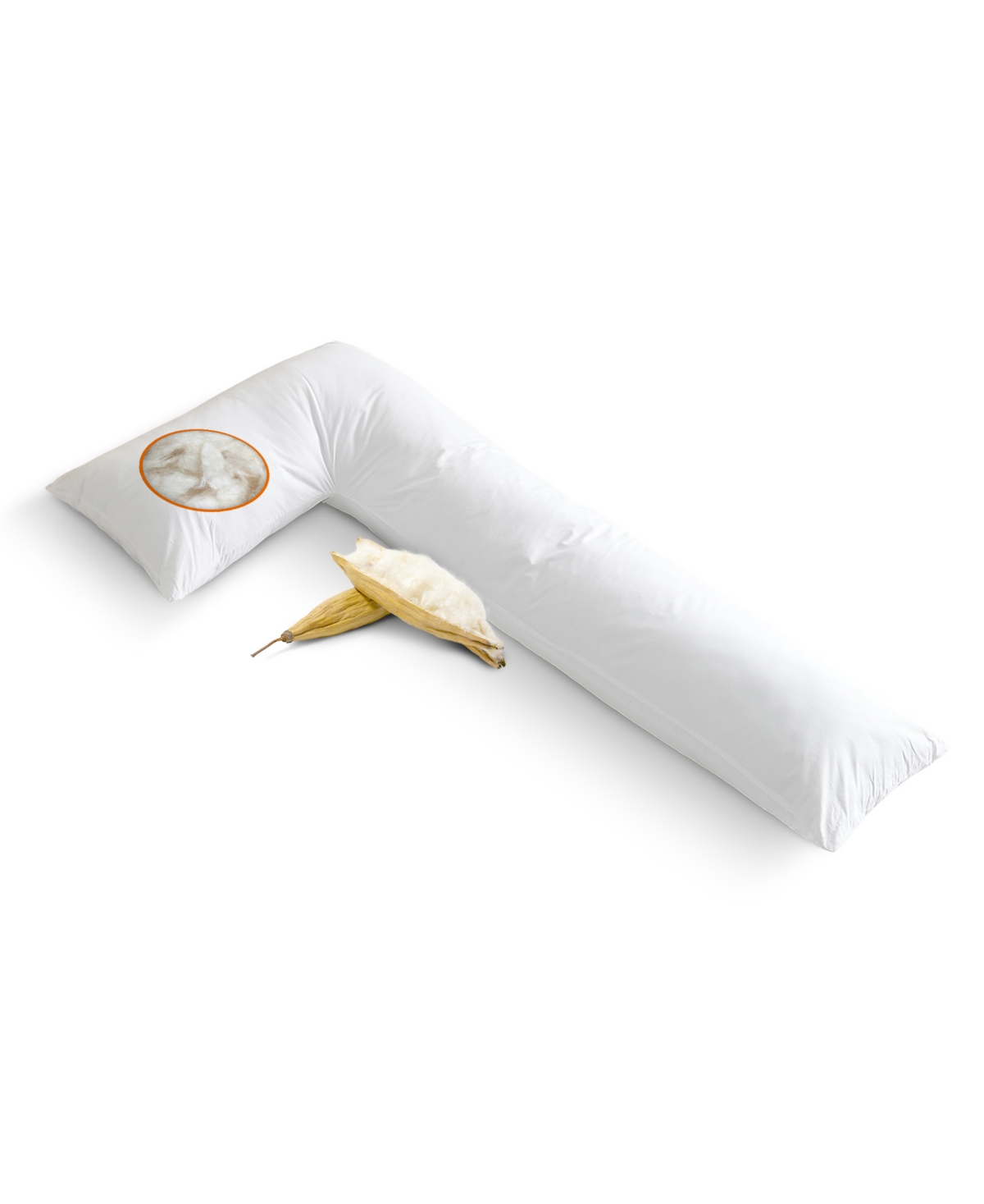 Cheer Collection Natural Kapok L Shape Pillow, 54" X 28" In White