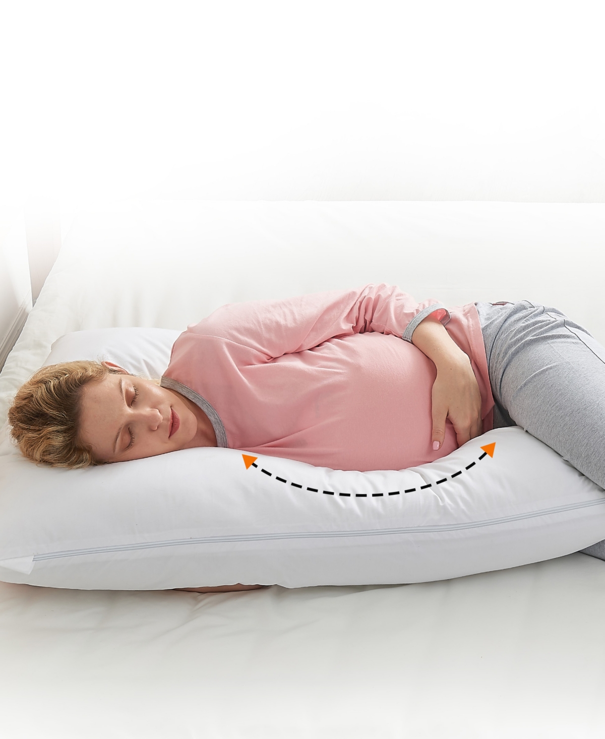 Cheer Collection Natural Kapok L Shape Pillow, 54" X 28" In White