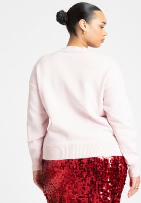 Women's Plus Size Bow Intarsia Sweater