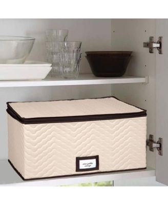 Quilted Microfiber Wine Glass Storage Box with Dividers