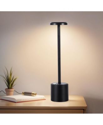 Litake Black Table Lamp,3 Color Stepless Dimming Cordless Table Lamp,Portable LED Desk Lamp,5000mAh Battery Operated Bedside Lamp for Nightstand,Restaurant,Bar,Camping,Cofe,Outdoor Light 1 Pack
