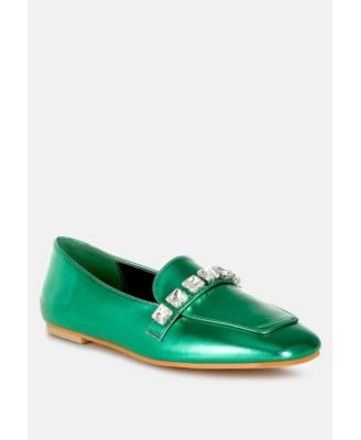 Celosia Metallic Diamante Strap Loafers
