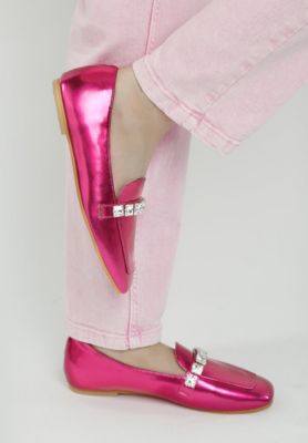 Womens Celosia Metallic Diamante Strap Loafers