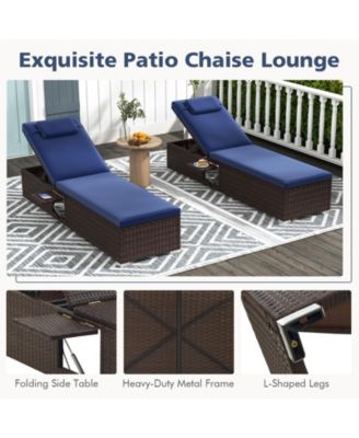 1 PCS Patio Chaise Lounge with 6-level Backrest, Comfy Seat Cushion & Headrest
