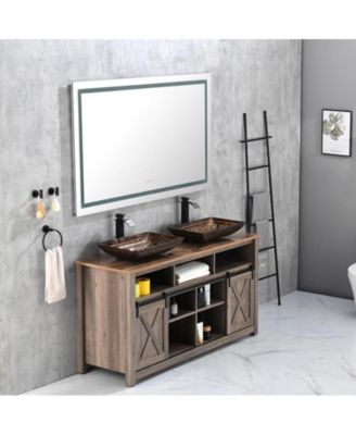 Bathroom Vanity Mirror Lighted Bathroom Aluminum Mirror 6000K LED Anti-Fog Dimmable Makeup Mirror 72 x 36 Inch White One Size