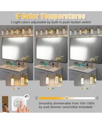 5 Light Brushed Gold Bathroom Light Fixtures, Vanity Lights Crystal Bubble Glass Dimmable 3 Color Temperatures Modern Bathroom Wall Sconce for Bathroom Hallway Kitchen Bedroom Living Room