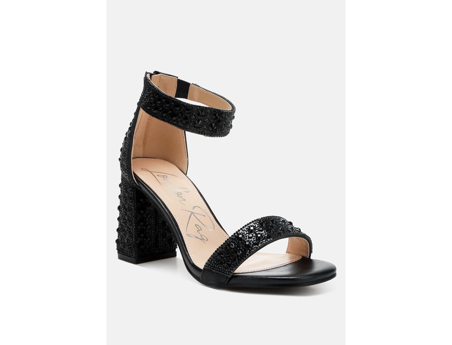 Женские сандалии London Rag Cady Rhinestones And Sequins Block Sandals Women, цвет: Чёрный — фото 3