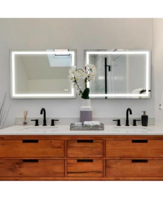 LED Bathroom Mirror with Lights 48 x 36 Inch/60x36 Inch LED Vanity Mirrors Wall Mounted Dimmable Front Lighted Anti-Fog Makeup Mirror for Bedroom 48 x 36 inch