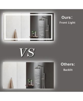 LED Bathroom Mirror with Lights 48 x 36 Inch/60x36 Inch LED Vanity Mirrors Wall Mounted Dimmable Front Lighted Anti-Fog Makeup Mirror for Bedroom 48 x 36 inch